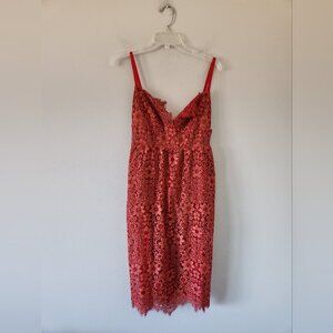FOR LOVE AND LEMONS | Lace Dress Bodysuit See Through Red Sz SMALL